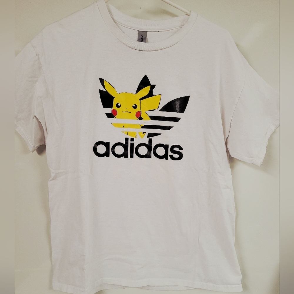 Adidas Pokemon Pikachu Logo Rare Fun Special Fun Collab White T-Shirt, Large